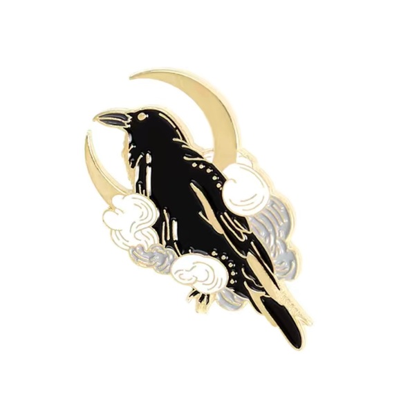 Moon Raven Enamel Pin - Picture 2 of 2